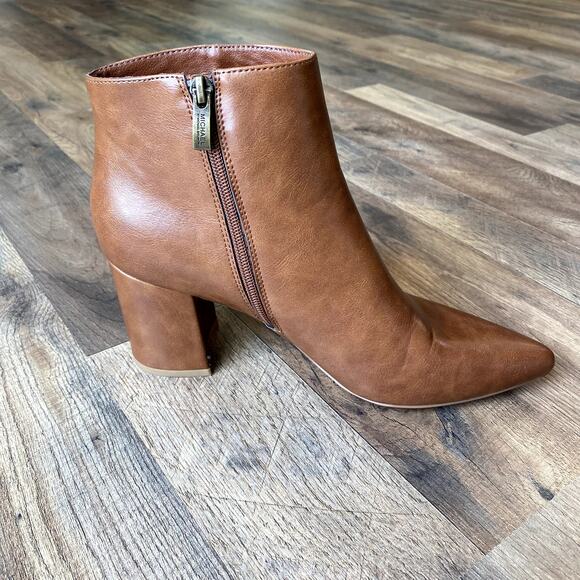 Michael By Michael Shannon Giselle Women's Cognac Ankle Boots Block Heel 11 - Picture 8 of 10